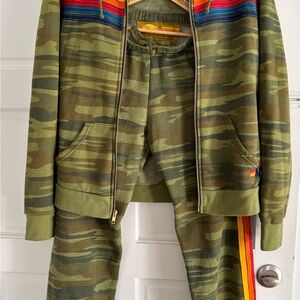 Aviator Nation Camo Tracksuit with Rainbow Stripes
